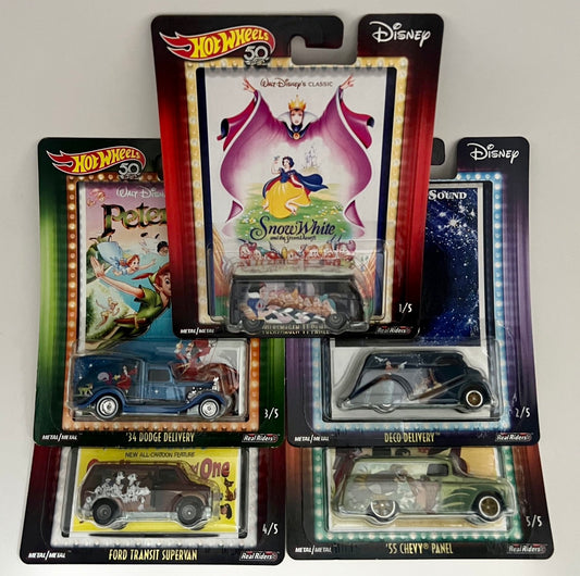 Hot Wheels - DISNEY MOVIE CLASSICS (2018) / Pop Culture  - Complete Set of 5