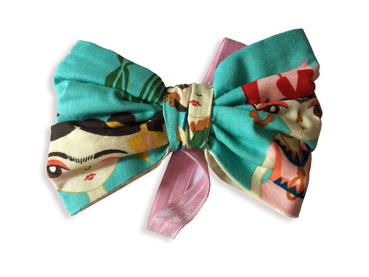 Headband - Baby Bow (Turquoise Frida w/pink band)