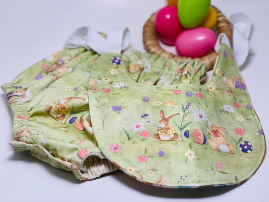 Bib & Bloomer Set - Classic Easter Bunnies
