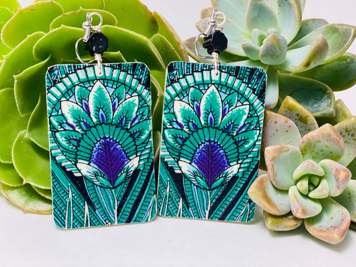 Earrings - Peacock Feather