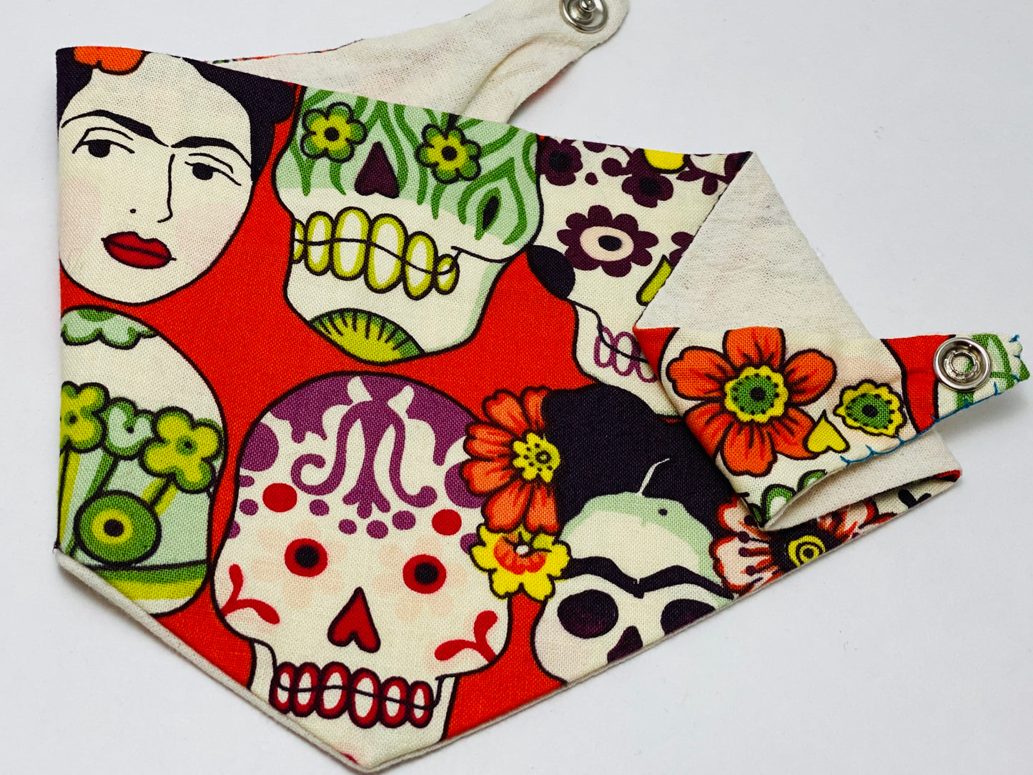 Doggy Hankie - Frida Skulls on Red (Small / Extra Small)