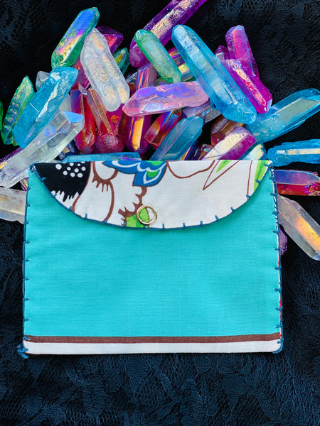 Coin Bag - Flores en Turquesa