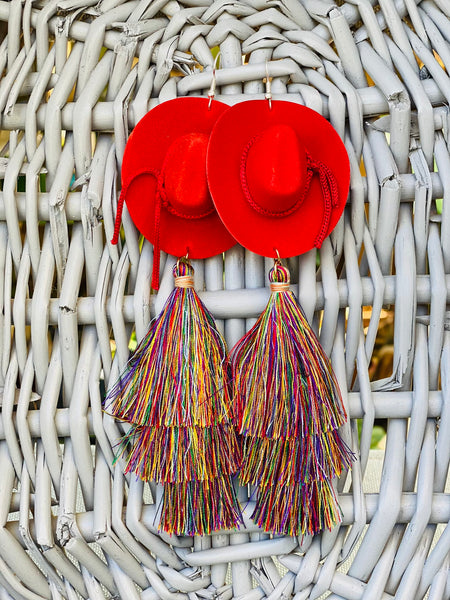 Earrings - Sombrero (Red)