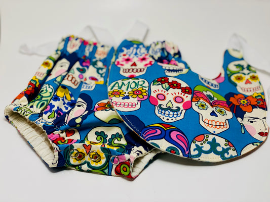 Bib & Bloomer Set - Frida & Skulls