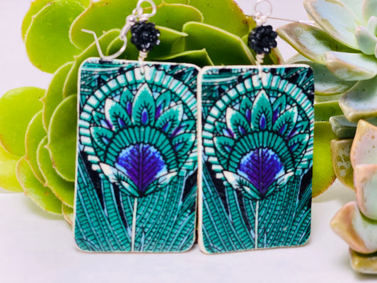 Earrings - Peacock Feather
