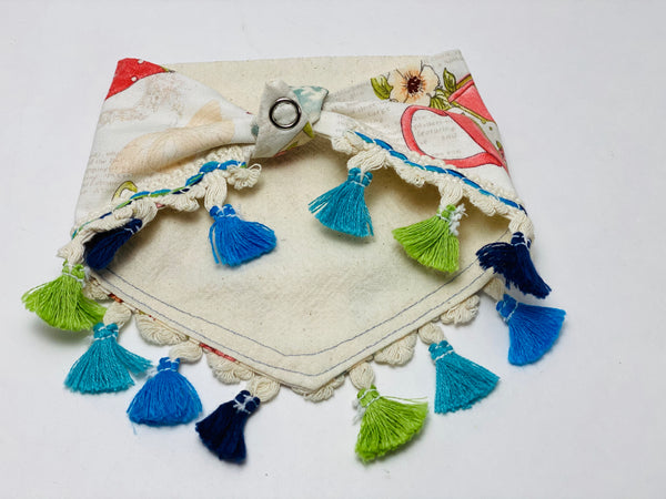 Doggy Hankie - Tea Cups w/ Tassels   (Small / Extra Small)